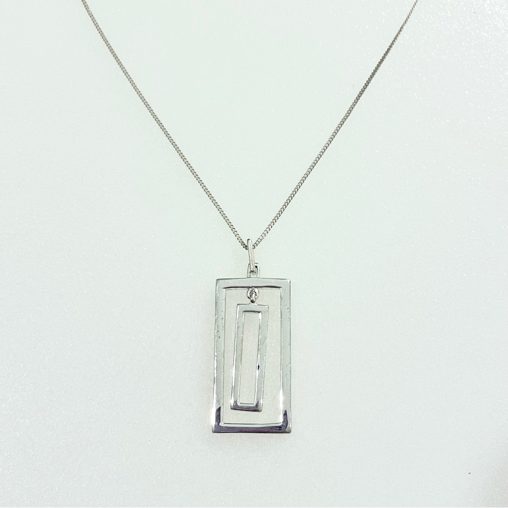 925 Sterling Silver Double Rectangle Minimalist V… - image 1